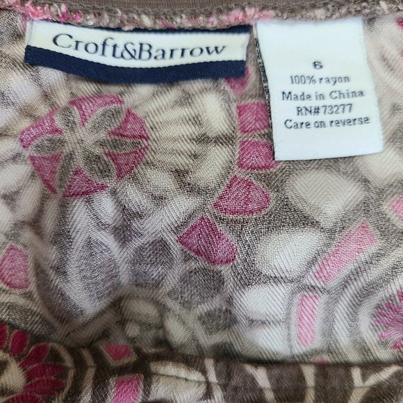 CROFT & BARROW Pink Gray Geometric A Line Side Zip Skirt Womens Size 6 - Picture 3 of 6